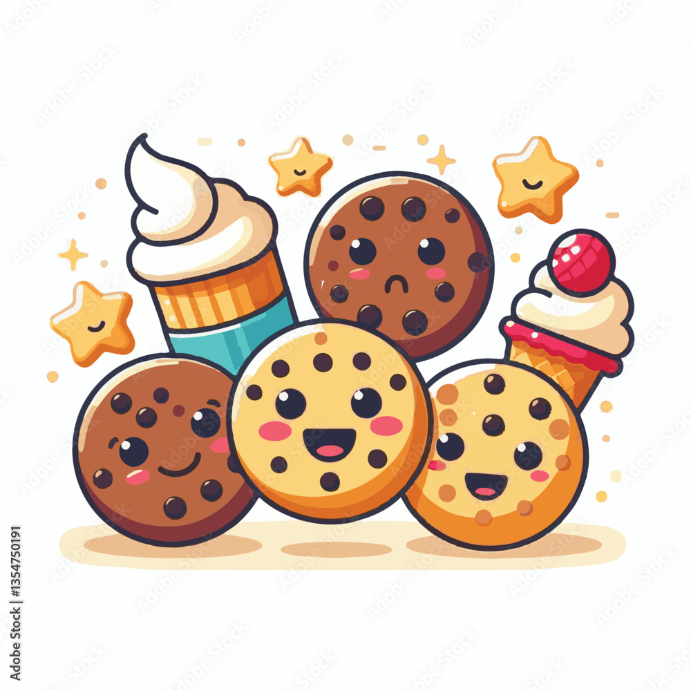 dessert, cookie, food, sweet, biscuit, bakery, background, chocolate, snack, delicious, homemade, candy, brown, chip, bake, cake, isolated, tasty, breakfast, pastry, closeup, fresh, vector, sugar, cru