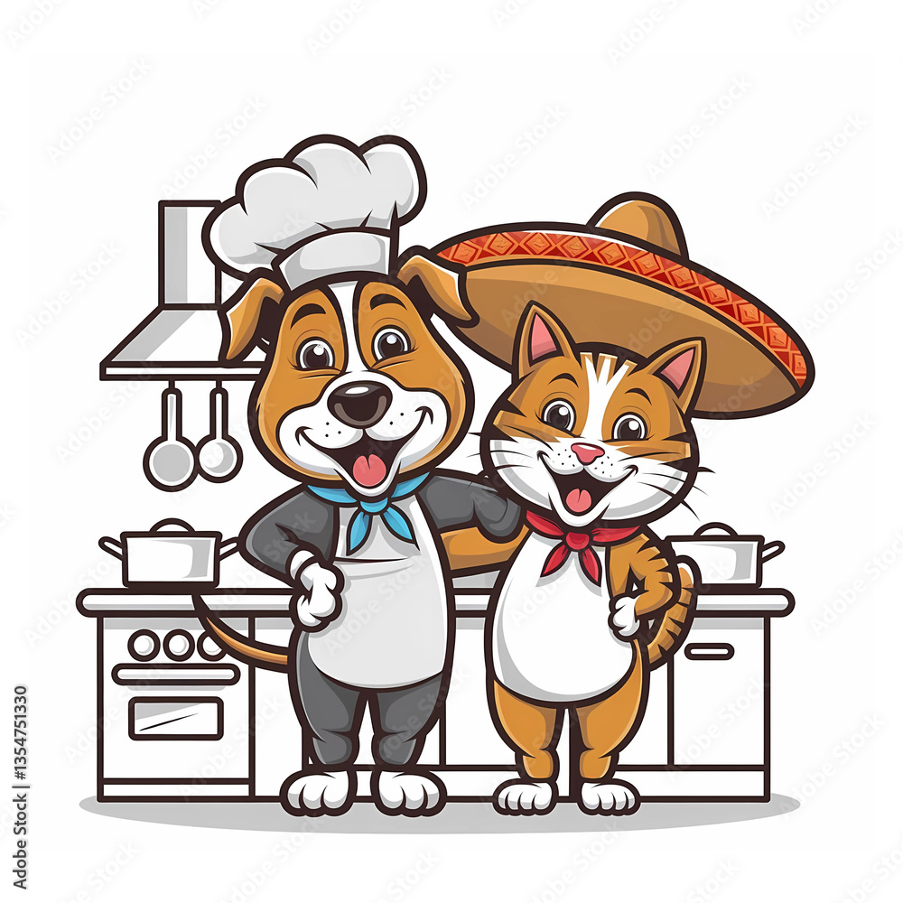Naklejka premium dog and cat cartoon