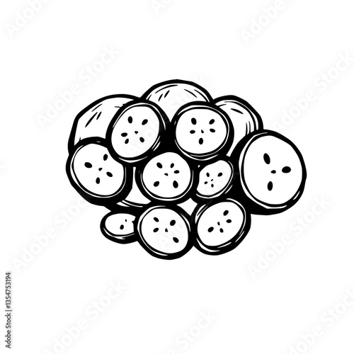 Artistic Rendering of a Cluster of Whimsical Buttons - A Monochrome Visual Delight