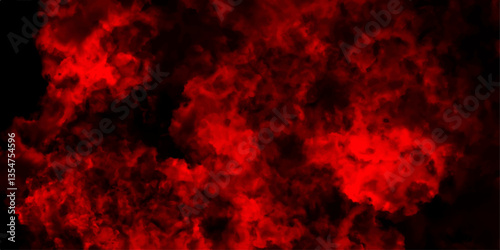 Red painted fire explosion.  Rough red and dark watercolor brush drawn. Red grunge textured wall background. Mist or smog brush effect grunge texture, Abstract grainy and grunge Smoke Like Clouds.