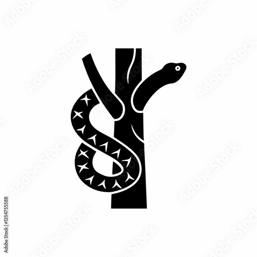 creative details snake Wrapped Around a Tree Branch Icon vector illustration