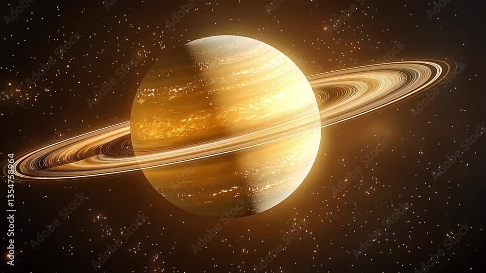 Saturn's rings in space, celestial body, golden ring,  outer space,  artistic representation,  science fiction
