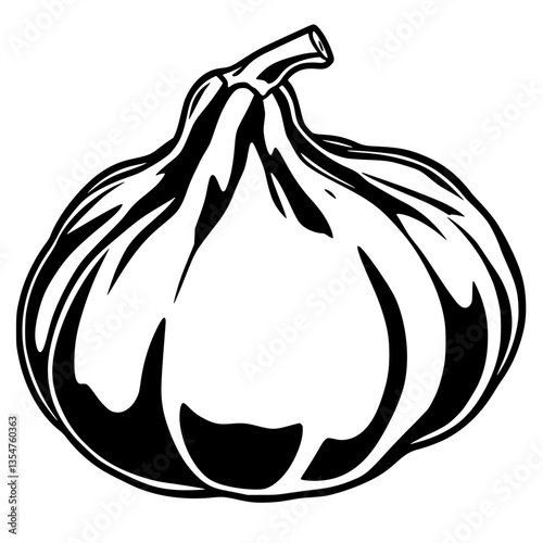 Striking Pumpkin Silhouette Classic Autumn Icon in Bold Black and White Design