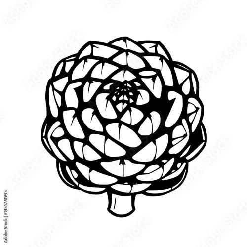 Intricate Geometrical Bloom A Captivating Black and White Artistry of Nature s Geometric Perfection