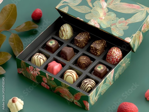 Wallpaper Mural Premium chocolate box with spring-inspired gold foil details Torontodigital.ca