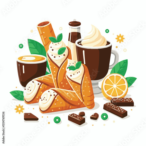 dessert, pastry, sweet, cannoli, food, delicious, chocolate, cream, italian, bakery, gourmet, cannolo, traditional, background, sicily, italy, creamy, white, breakfast, filling, ricotta, crust, cheese