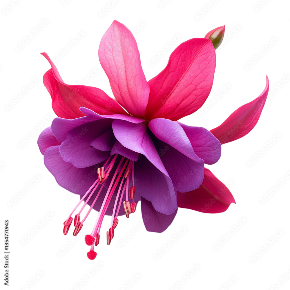 Naklejka premium A Vibrant Fuchsia with Two Tone Pink and Purple Petals Isolated on Transparent Background