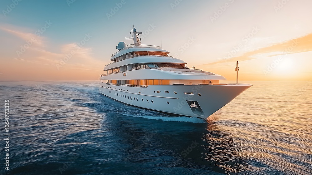 Naklejka premium Luxury yacht sunset cruise ocean travel