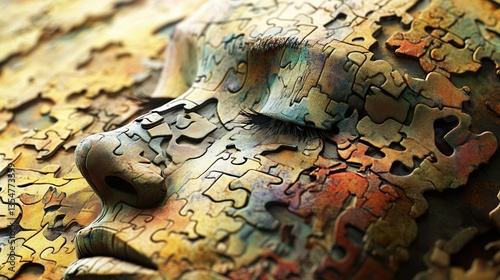 Abstract Puzzle Face: A Journey into the Mind