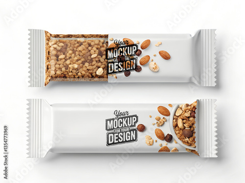 Granola bar wrapper packaging mockup clean empty design 