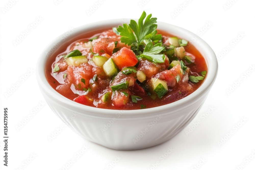 Serving Bowl with Salsa Made with Tomato and Cucumber Ingredients Serving Bowl with Salsa Made with Tomato and Cucumber Ingredients