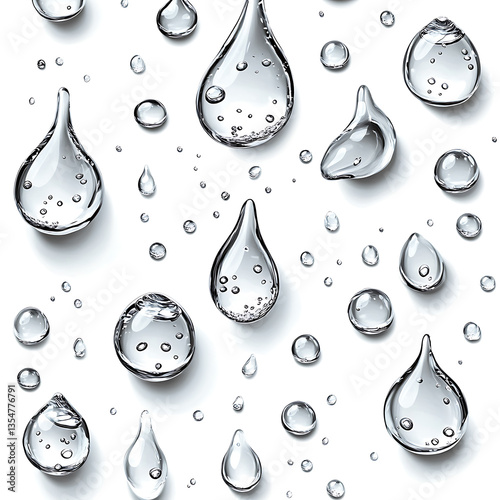Big Set of Transparent Water Drops PNG – Realistic Droplets on Clear Background
