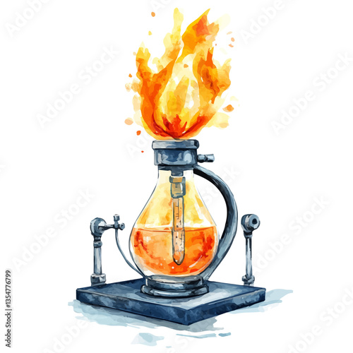 Flame Photometer, watercolor vector, isolated on a white background.