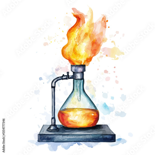 watercolor of Flame Photometer, isolated on a white background.