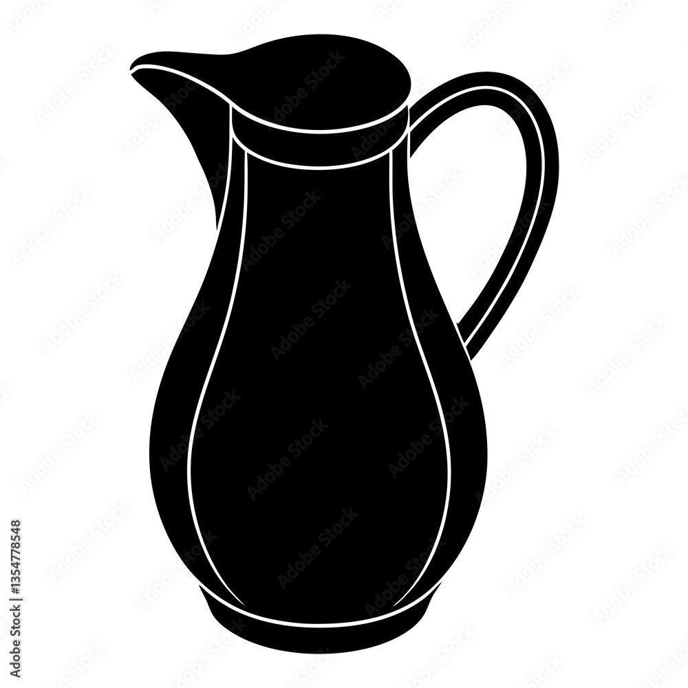 Silhouette of a Jug: A sleek, minimalist silhouette of a classic jug, its elegant curves and refined design offering a timeless aesthetic. Silhouette of a Jug: A sleek, minimalist silhouette of a classic jug, its elegant curves and refined design offering a timeless aesthetic.
