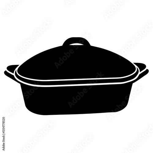 Silhouette of Cookware: A sleek, high-contrast depiction of a cooking pot, perfect for culinary projects.