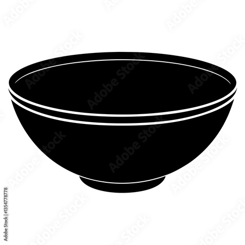 Empty Bowl Silhouette: A simple, yet elegant, silhouette of an empty bowl, perfect for culinary and design concepts. 