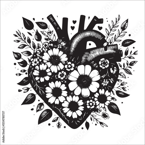 Romantic and sweet love blooms like a flower two hearts are tightly dependent on each