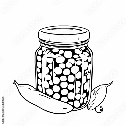 black outline vector of Nepalese bodi ko achar fermented black-eyed pea pickle isolated on a white background