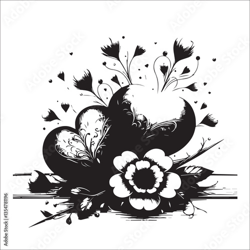 Romantic and sweet love blooms like a flower two hearts are tightly dependent on each