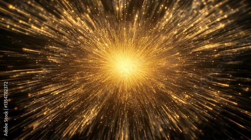 Huge golden explosion of sparks in a dark background, minimalist and elegant, cinematic lighting, dark background