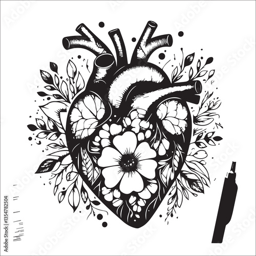 Romantic and sweet love blooms like a flower two hearts are tightly dependent on each