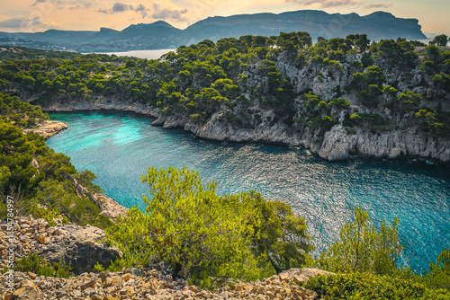 Obraz na płótnie Calanque de Port Pin bay view near Cassis, Marseille, France w salonie