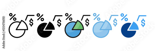 Market Share Icon Set Multiple Style Collection
