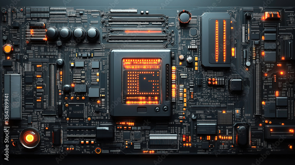 Fototapeta premium Communication processor integrated into information engineering components for efficient tech systems