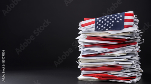 Pile of Documents with Amer...