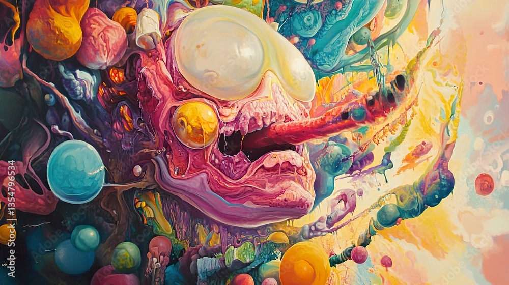 Naklejka premium Surreal Dreamscape: A Psychedelic Journey of the Mind