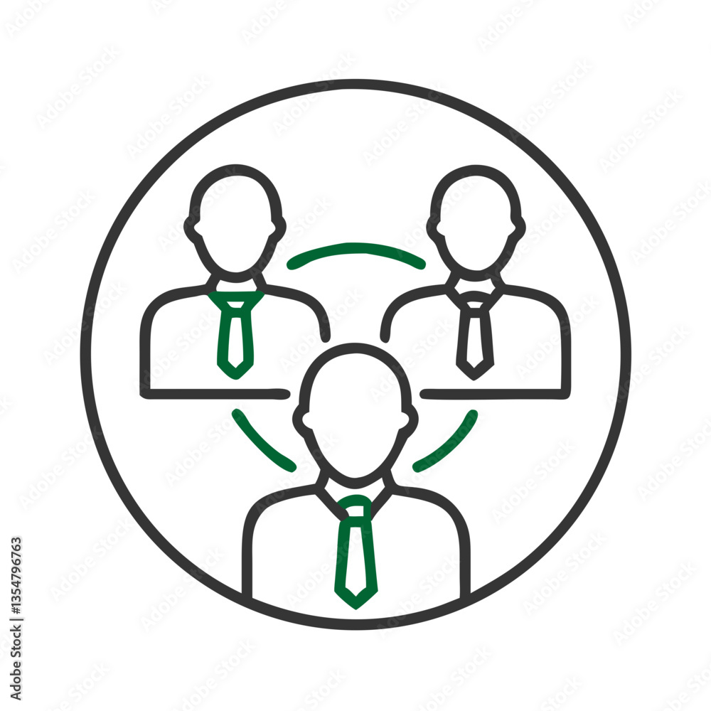 Business team network icon in circular style Business team network icon in circular style