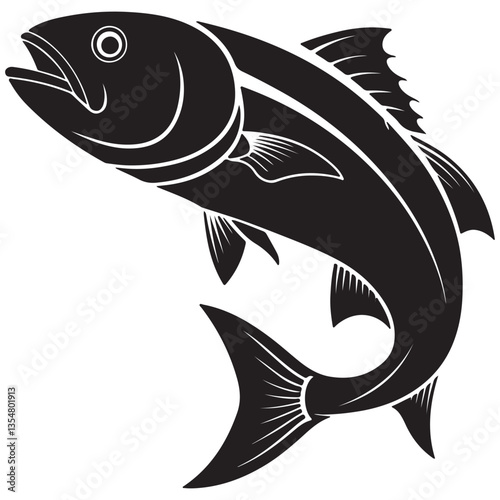 Salmon fish silhouette salmon fishing vector art of illustration cut out vector icon Sketch of fish Salmon trout Hand drawn illustration Vector.