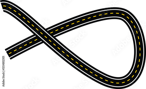 Cross asphalt road. Road vector illustration. Seamless highway road.