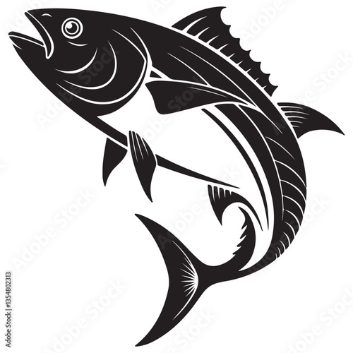 Salmon fish silhouette salmon fishing vector art of illustration cut out vector icon Sketch of fish Salmon trout Hand drawn illustration Vector.