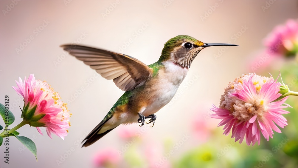 Fototapeta premium hummingbird feeding on flower