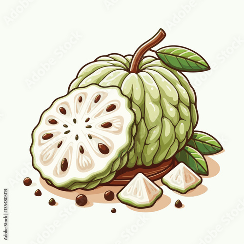 fresh, cherimoya, green, fruit, food, sweet, exotic, organic, ripe, tropical, healthy, custard, background, annona, custard apple, raw, delicious, white, seed, dessert, isolated, vegetarian, tasty, ag