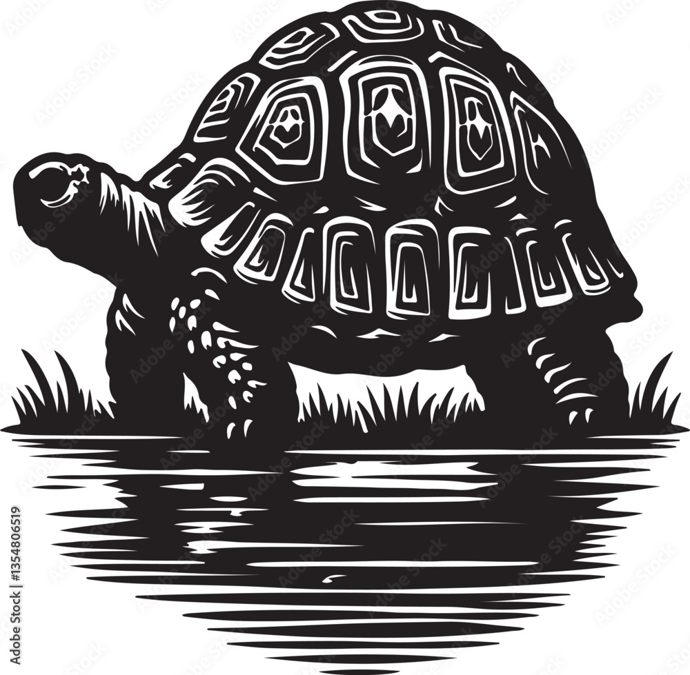 Fototapeta premium Tortoise vector silhouette with white background