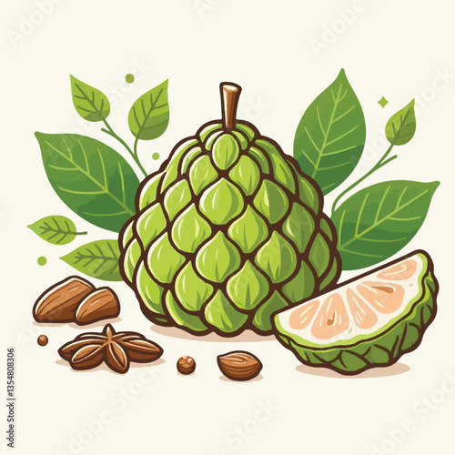 fresh, cherimoya, green, fruit, food, sweet, exotic, organic, ripe, tropical, healthy, custard, background, annona, custard apple, raw, delicious, white, seed, dessert, isolated, vegetarian, tasty, ag