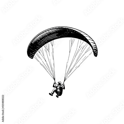Men with parachute in hand drawn style vector illustration