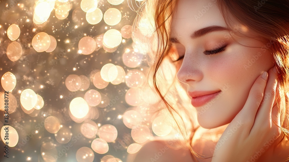 Serene Beauty with Bokeh Lights Serene Beauty with Bokeh Lights