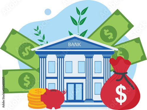 Public finance sector. Bank loan Concept.