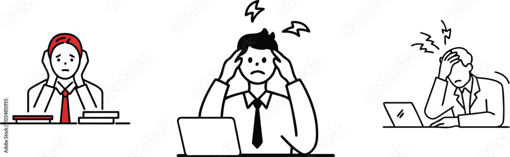 Stressed Business People Workplace Anxiety Overwork Burnout Problems Stressed Business People Workplace Anxiety Overwork Burnout Problems