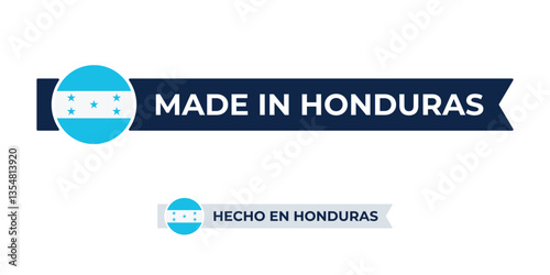 Made in Honduras label with Honduras flag colors. High-quality certification badge for Honduras products, branding, and manufacturing authenticity