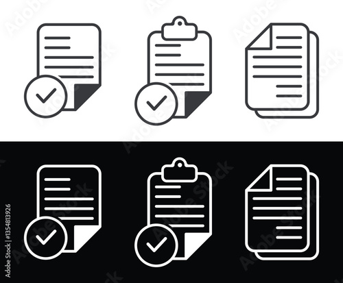 Approved documents icons. Compliance document icon.