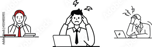 Stressed Business People Workplace Anxiety Overwork Burnout Problems