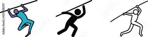 Sport Icons Javelin Throw, High Bar, Athlete Silhouettes