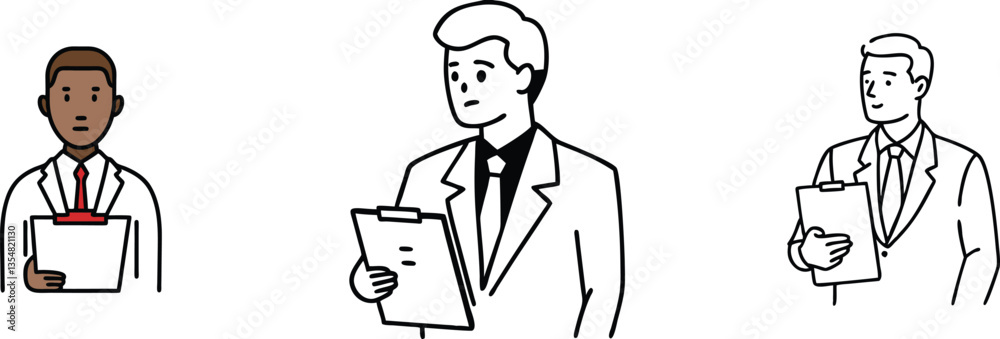 Businessmen Holding Clipboards Diverse Professionals, Document Review Businessmen Holding Clipboards Diverse Professionals, Document Review