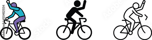 Cycling Pictogram Variations Rider, Bicycle, Hand Signals
