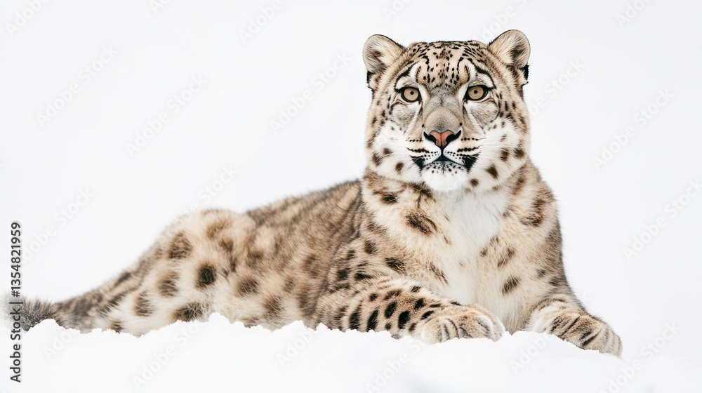 Snow Leopard Resting in Snow. Possible Use Stock Photo Snow Leopard Resting in Snow. Possible Use Stock Photo